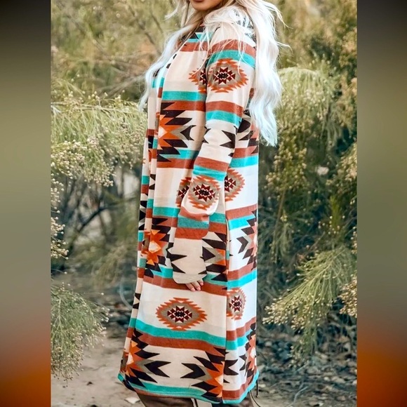 🌵Chic Spring-to-Fall Aztec Tribal Long Shirt - Picture 8 of 11